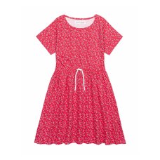 10KDRESS 2T: Red Aop Tie Waist Dress (8-14 Years)